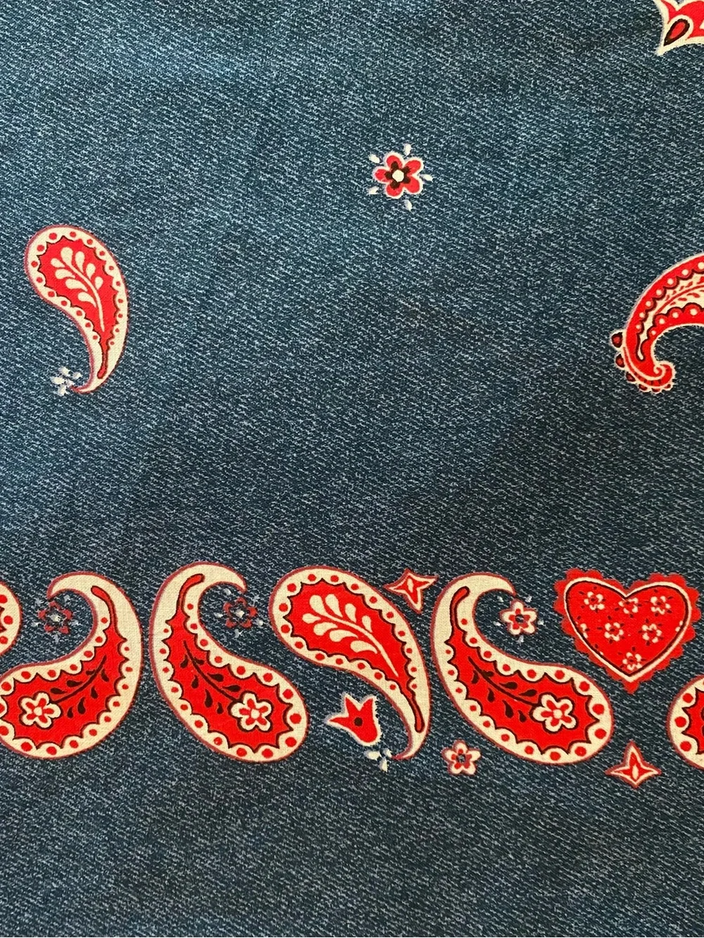 VINTAGE DAISY KINGDOM 100% cotton Bandana basics Paisley Border Fabric 2 Yards